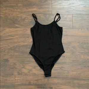 Love, fire Black ribbed bodysuit